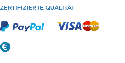 Zahlungsarten: Paypal, Visa, Mastercard, Vorkasse